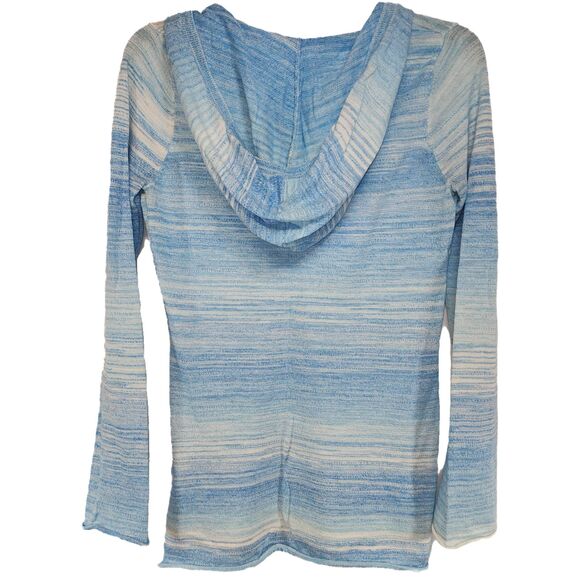 Prana Blue & White Lightweight Hoodie Knit Sweater Size M - Picture 2 of 5